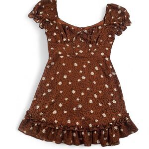 B. Smart Brown Leopard Print Mini Dress - Women's Size 9 Y2K